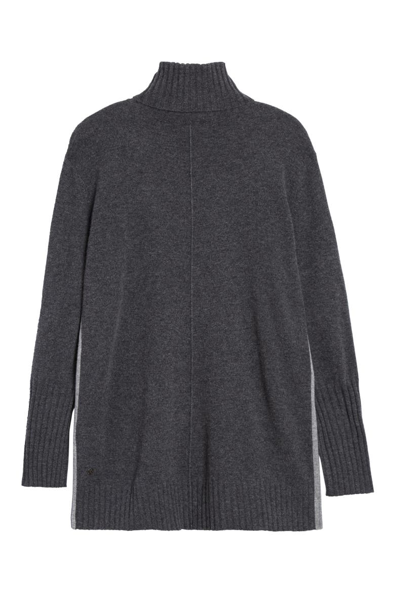 Wool & Cashmere Colorblock Turtleneck Sweater, Alternate, color, GREY MEDIUM CHARCOAL HEATHER