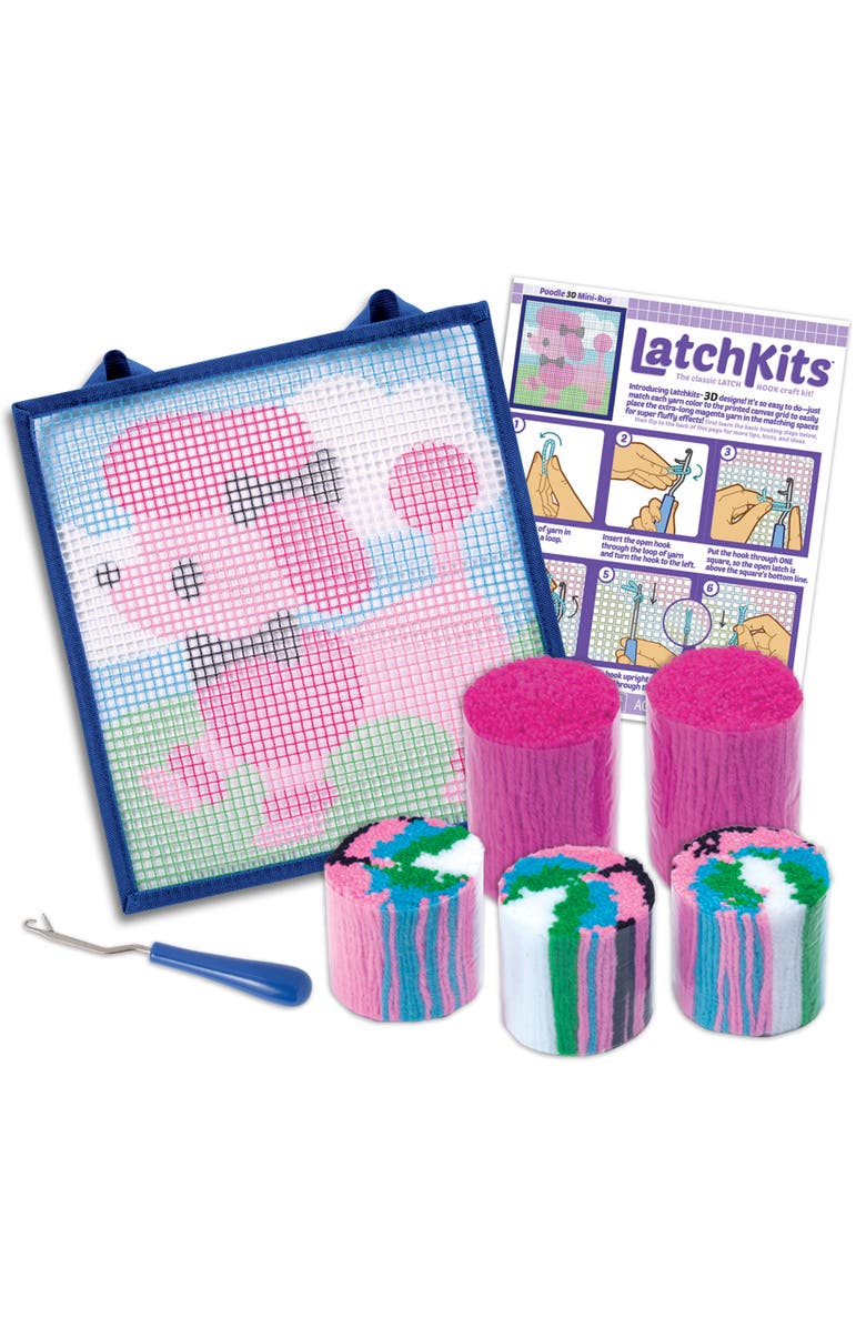 LatchKits Poodle 3D Minirug, Craft Activity Kit, 12 X 11 Inches, Kids 6+, Main, color, Multicolored