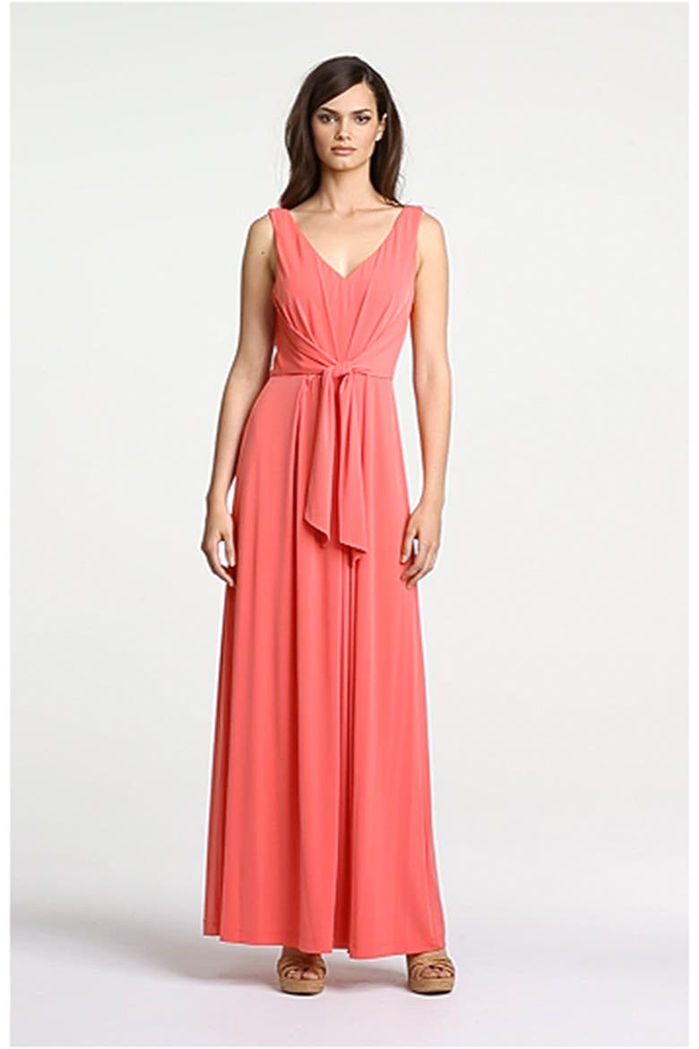 Tie Front Maxi Dress, Alternate, color, PARADISE PINK