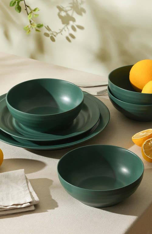 Stone Lain Orbit Stoneware 12-piece Dinnerware Set With Cereal Bowls In Green