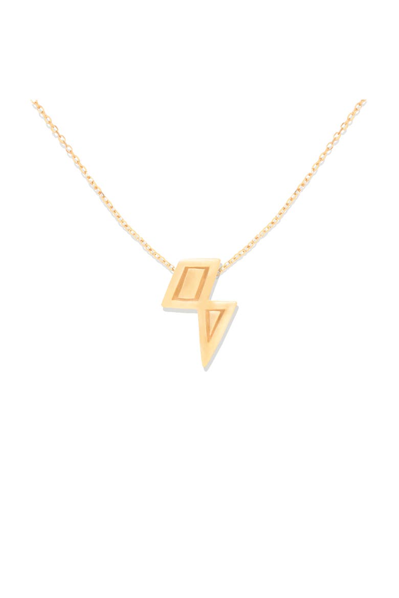 Mini Juju Lightning Bolt Charm Necklace, Main, color, Gold