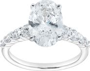 LuvMyJewelry Julia 14K White Gold Oval Lab Grown Diamond Engagement Ring - 3.7 Ct