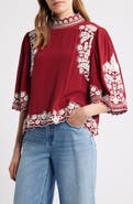 FARM Rio Palm Tree Embroidered Top