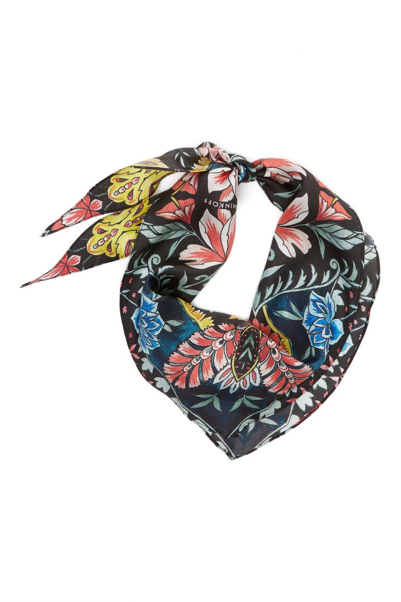 City Floral Diamond Scarf, Alternate, color, BLACK
