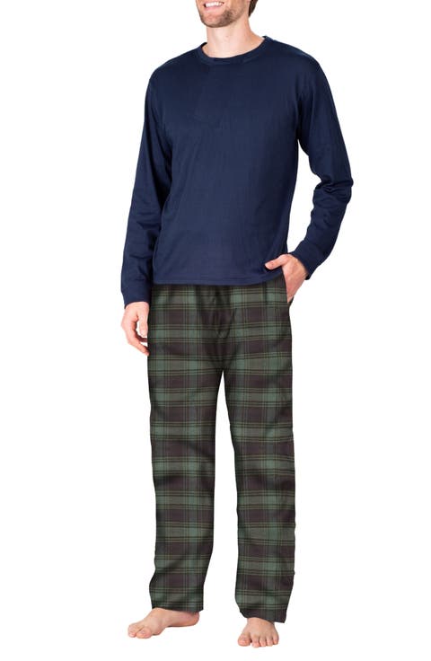 Long Sleeve Crewneck Flannel Pajama Set