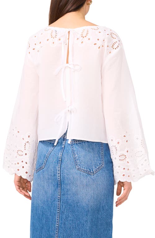 1.state Embroidered Eyelet Bell Sleeve Cotton Top