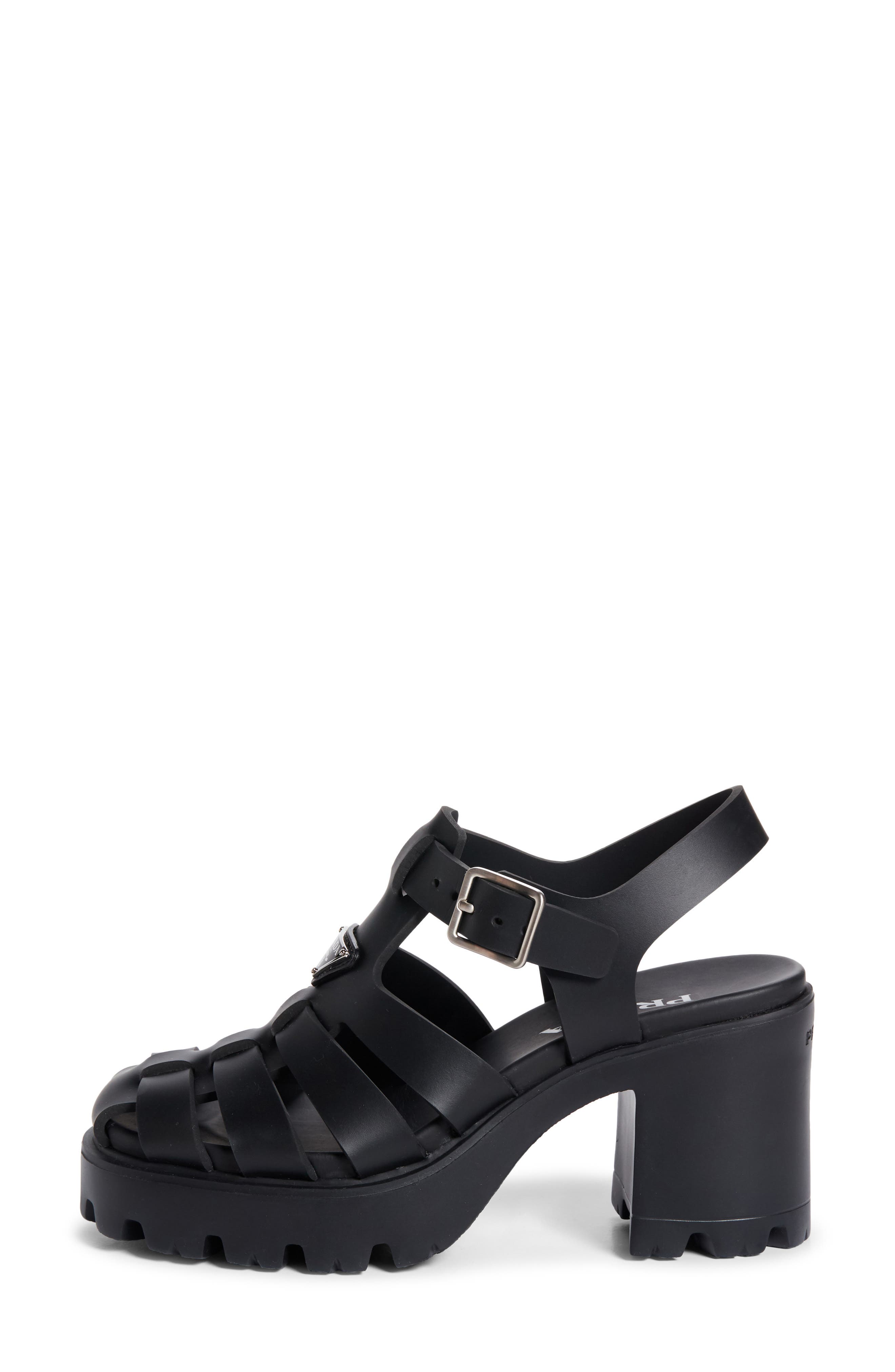 Prada Stride Flow Cage Platform Sandal, Alternate, color, Nero