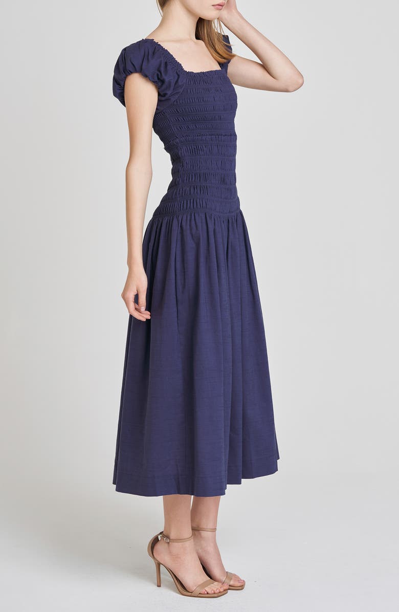 WAYF Cassidy Smock Bodice Midi Sundress, Alternate, color, Slate