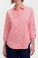 Foxcroft Margie Gingham Three-Quarter Sleeve Button-Up Shirt