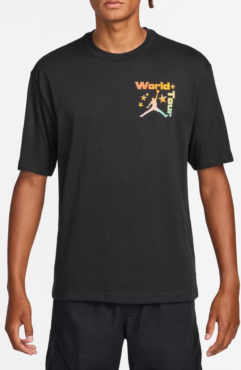 Jordan World Tour Cotton Graphic T-Shirt, Main, color, Black