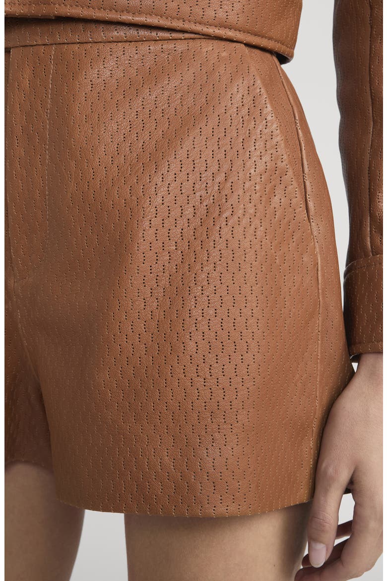 Perforated Leather Boy Shorts, Alternate, color, OCHRE