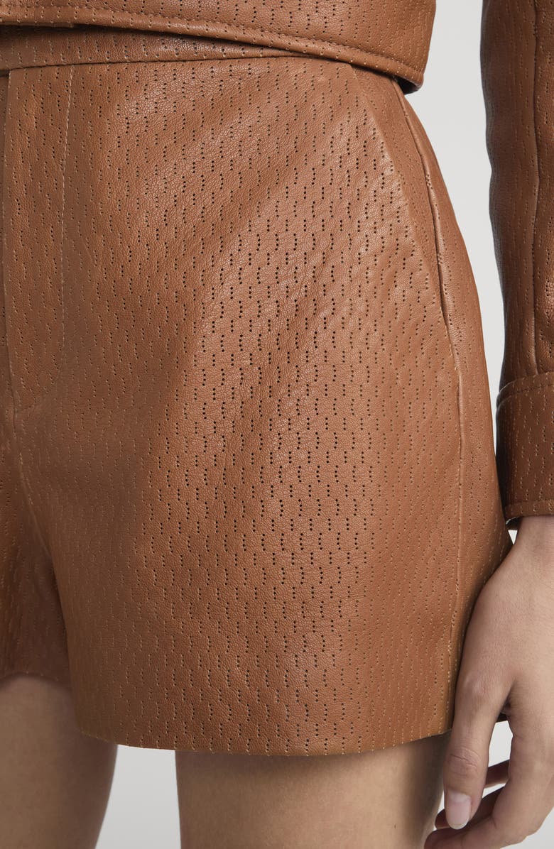 FRAME Perforated Leather Boy Shorts, Alternate, color, Ochre