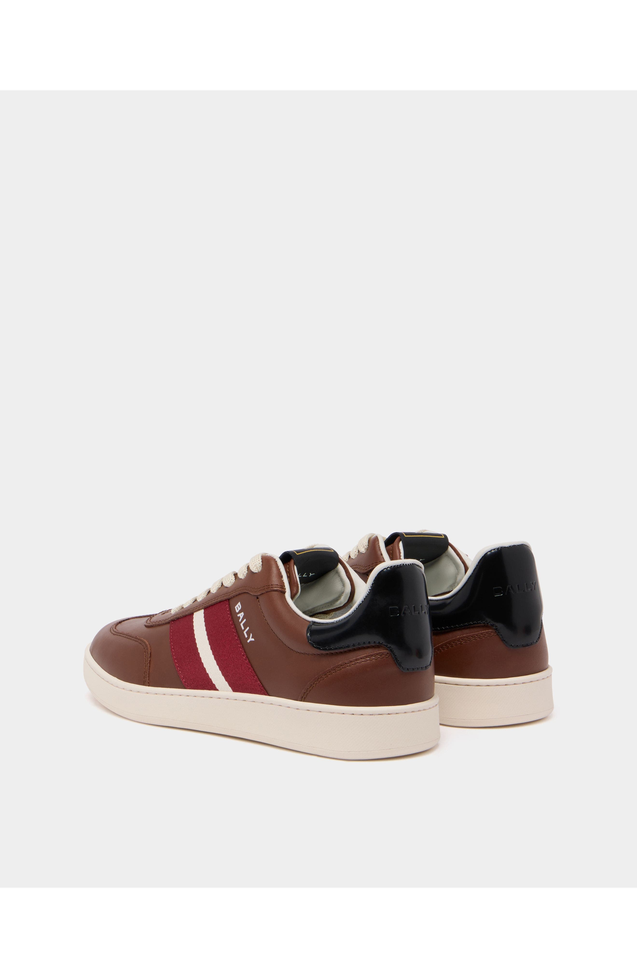 Bally Retro Crest Sneaker in Leather, Alternate, color, Brown