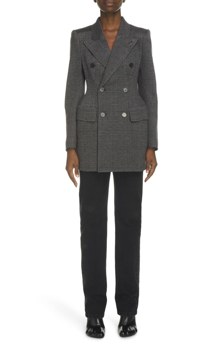 Balenciaga Hourglass Houndstooth Check Jersey Blazer, Main, color, 