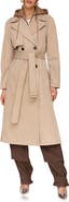 Avec Les Filles Double Breasted Trench Coat with Hooded Quilted Dickey