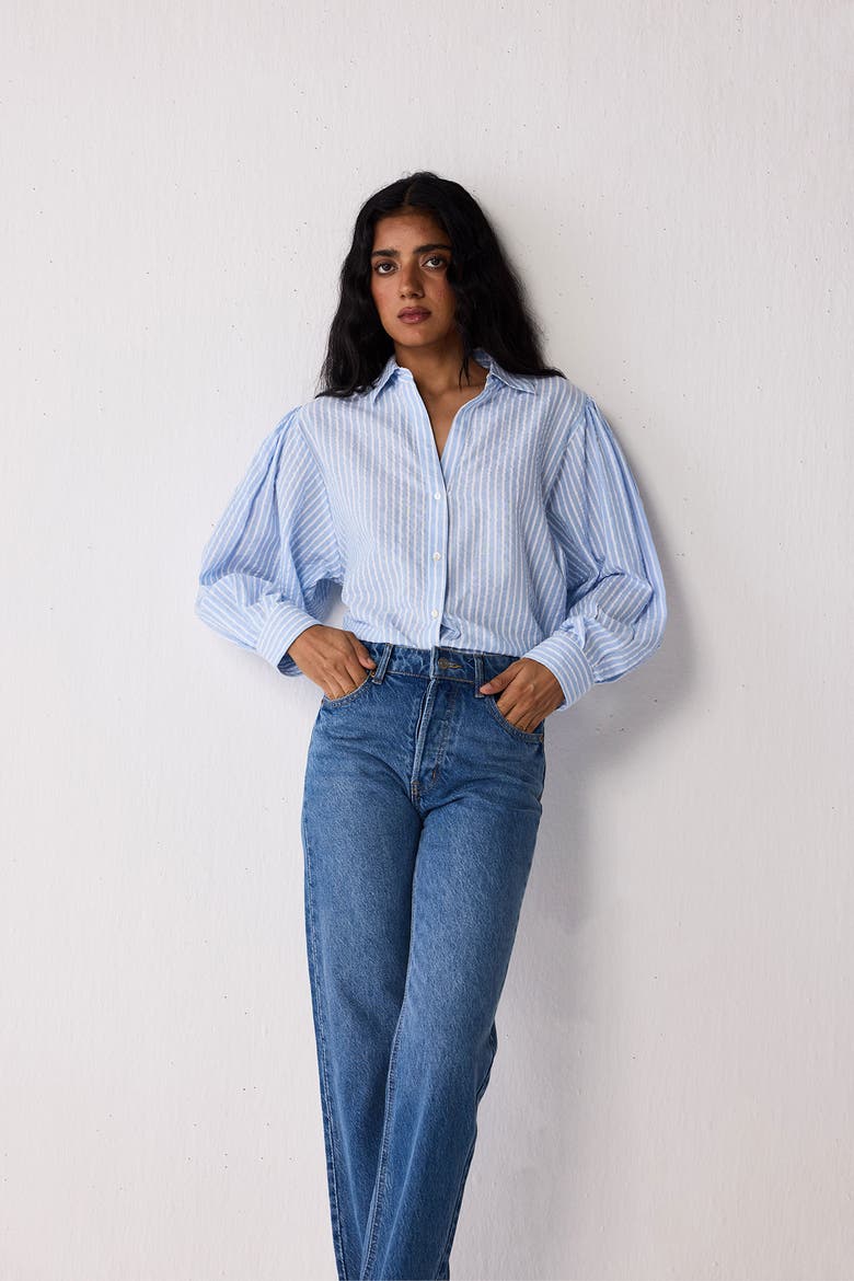 Shirt with Long Balloon Sleeves, Alternate, color, Cloudline