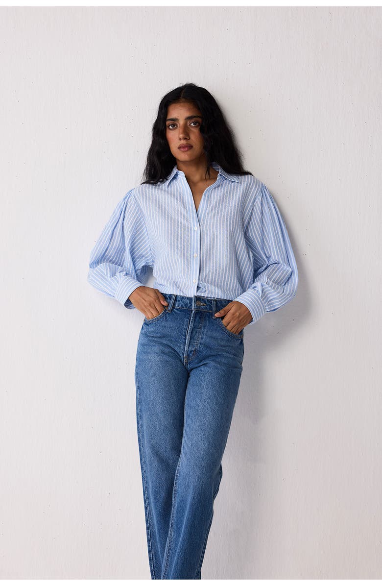 Reistor Shirt with Long Balloon Sleeves, Alternate, color, Cloudline