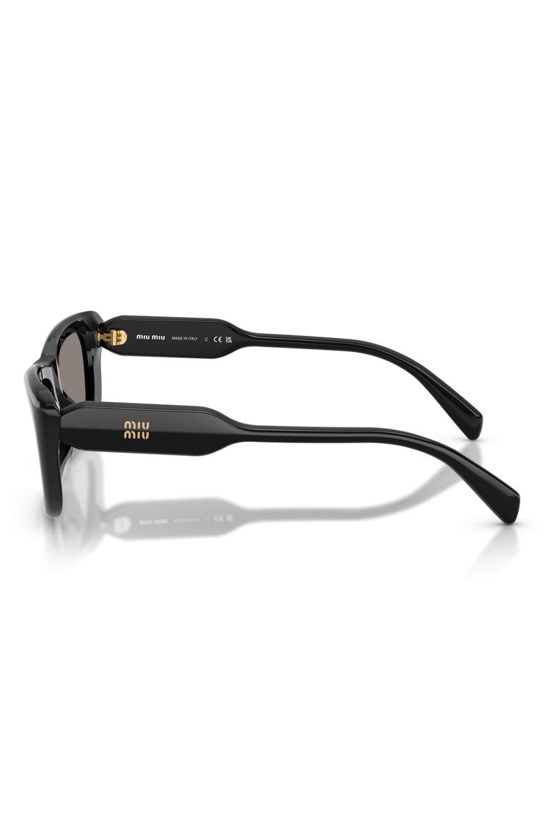 Miu Miu 56mm Rectangular Sunglasses, Alternate, color, Black / Dark Grey