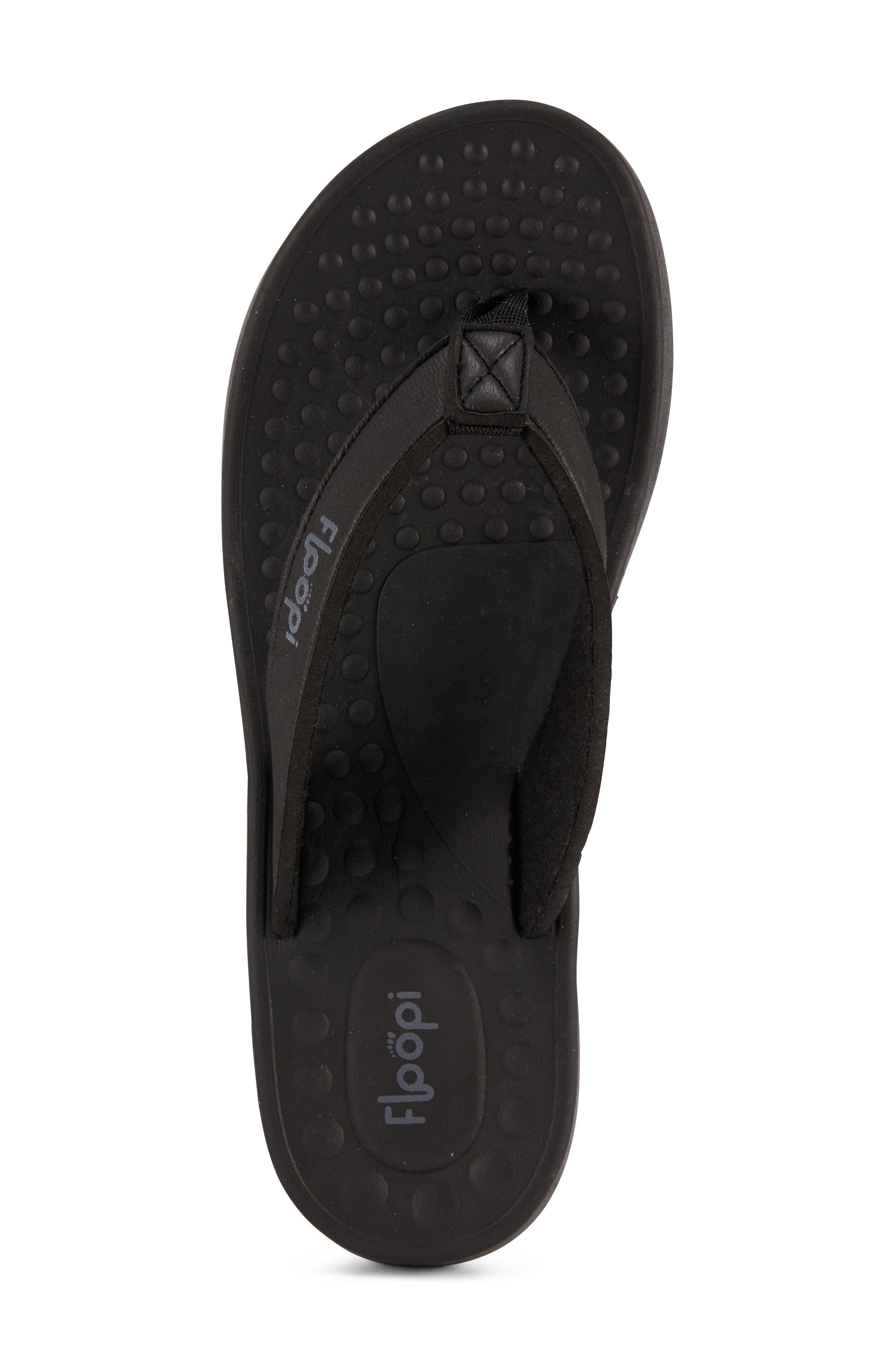 FLOOPI Faux Leather Thong Sandal, Alternate, color, Black