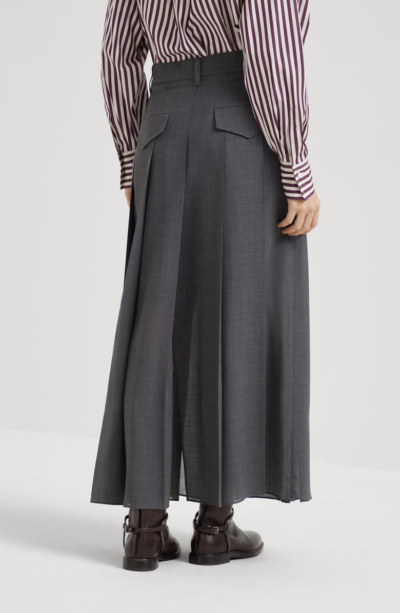 Brunello Cucinelli Long pleated skirt, Alternate, color, Anthracite