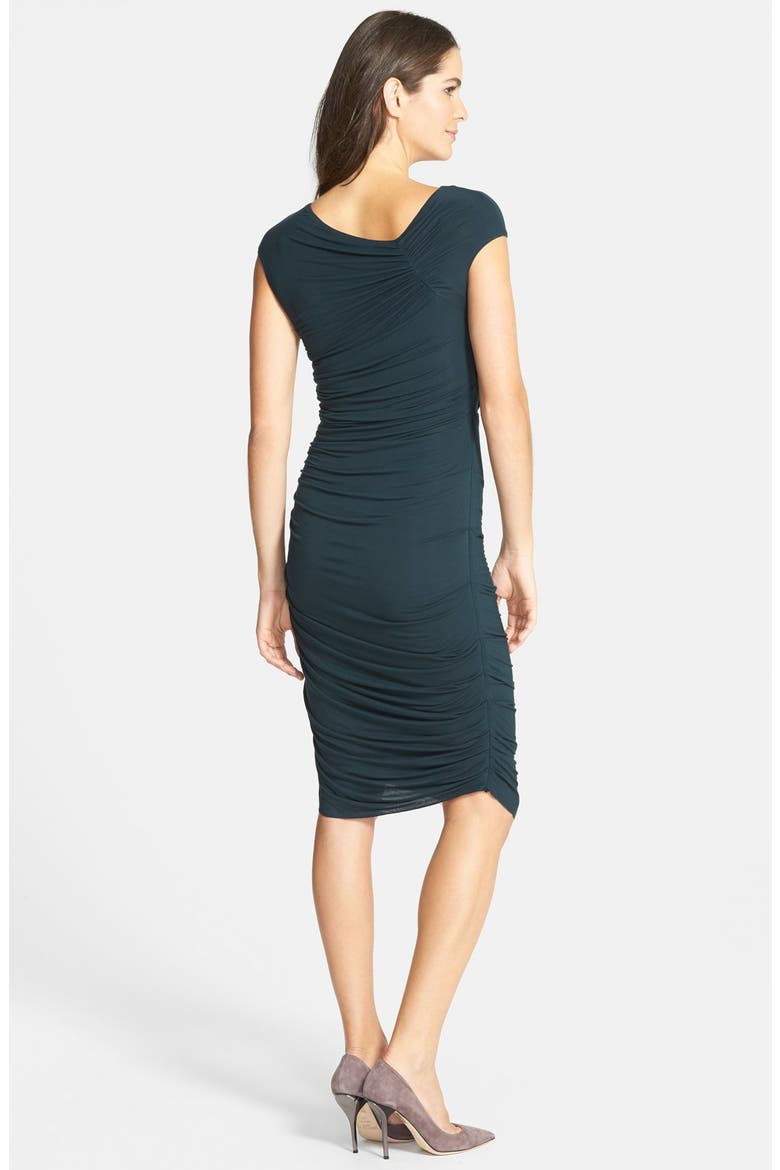 'Ski Bunny' Ruched Jersey Sheath Dress, Alternate, color, PINE