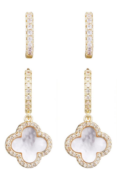 Adornia Set Of 2 Halo Mother-of-pearl Hoop Earrings In Multi
