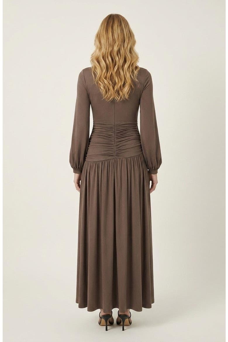 Long Sleeve Slim Fit Maxi Dress, Alternate, color, Coffee