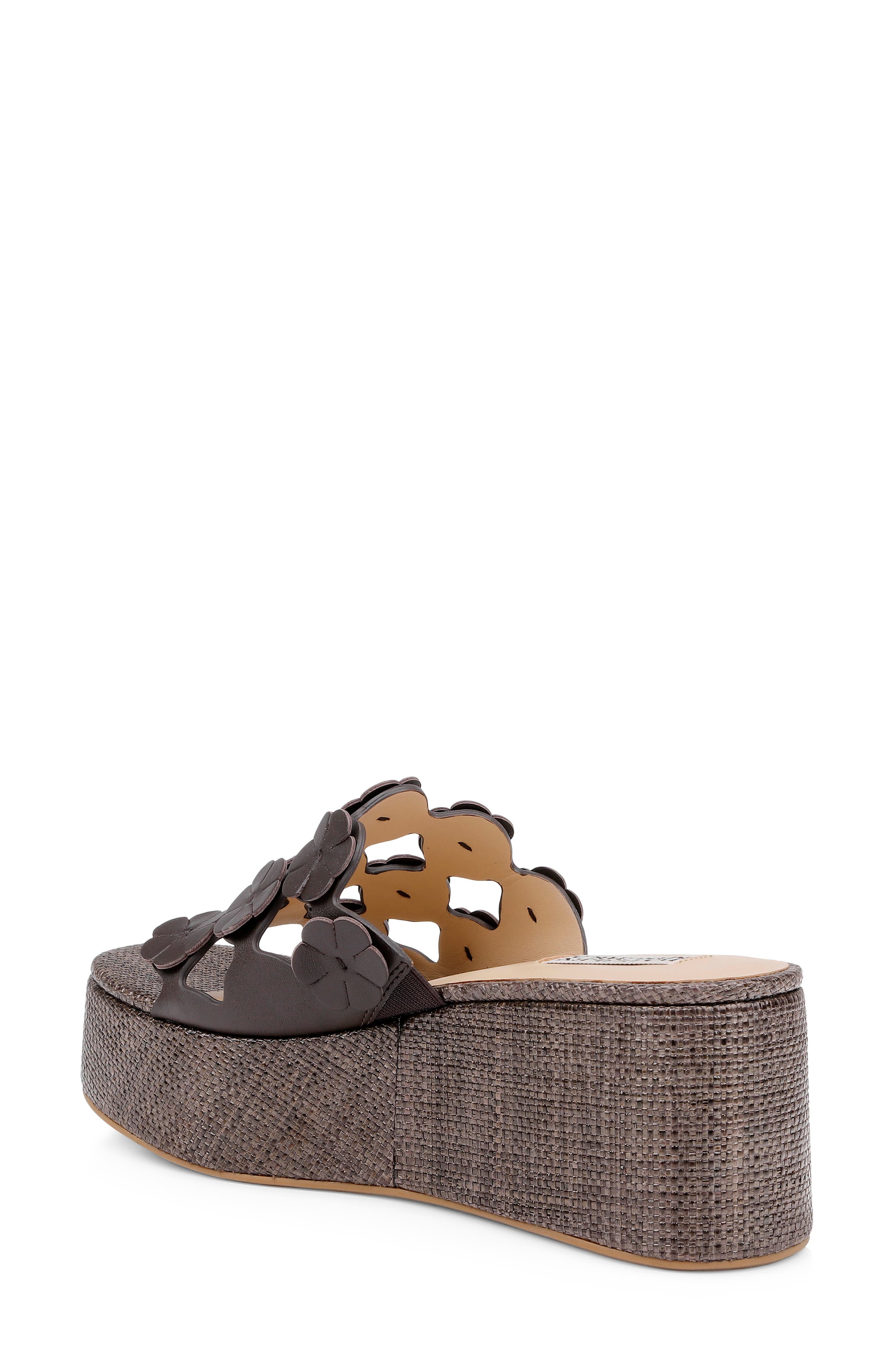 Badgley Mischka Collection Wendall Platform Wedge Slide Sandal, Alternate, color, Brown Leather