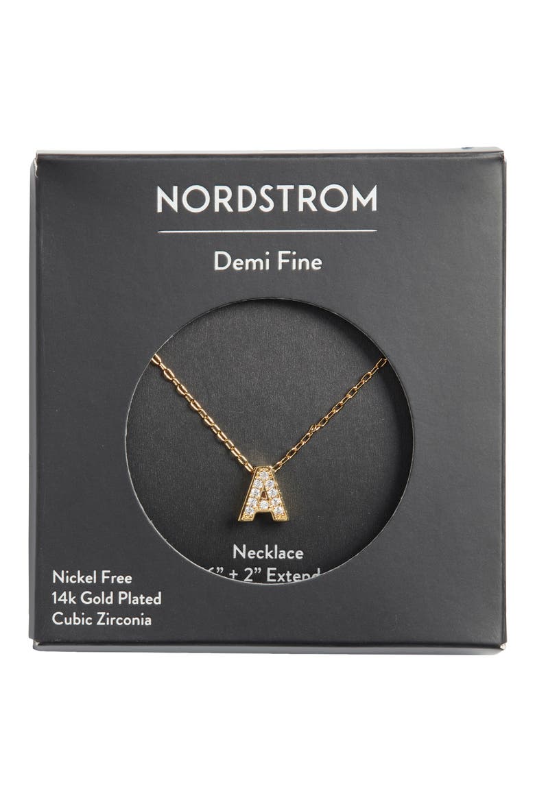 Pavé Cubic Zirconia Initial Necklace, Main, color, A- CLEAR- GOLD
