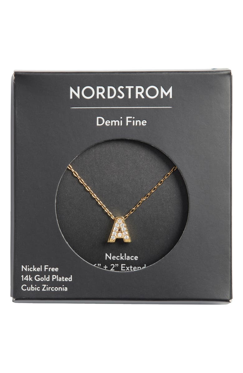 Nordstrom Pavé Cubic Zirconia Initial Necklace, Main, color, A- Clear- Gold
