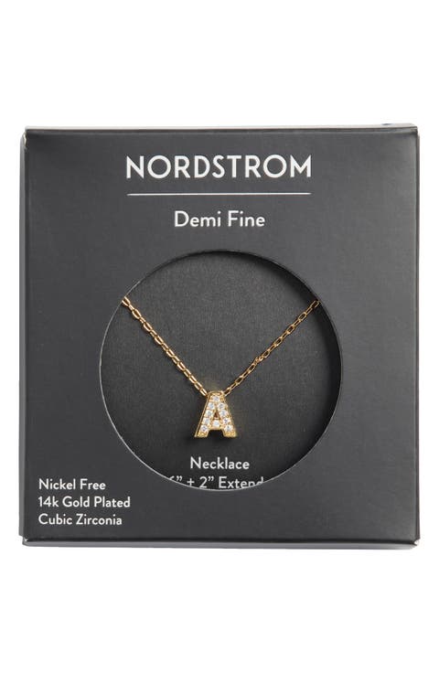 Pavé Cubic Zirconia Initial Necklace