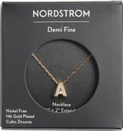 Nordstrom Pavé Cubic Zirconia Initial Necklace