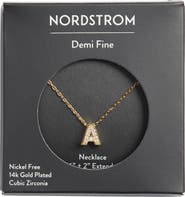 Nordstrom Pavé Cubic Zirconia Initial Necklace