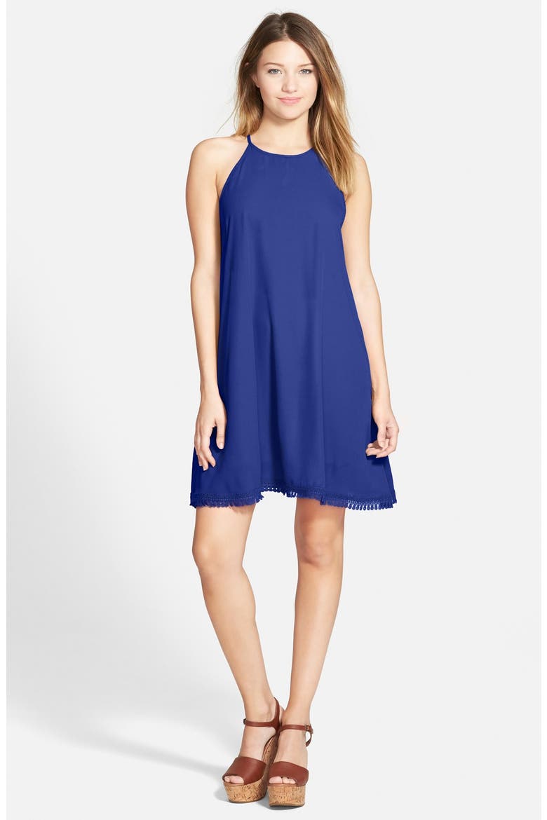 dee elle Lace Trim Shift Dress, Main, color, ROYAL