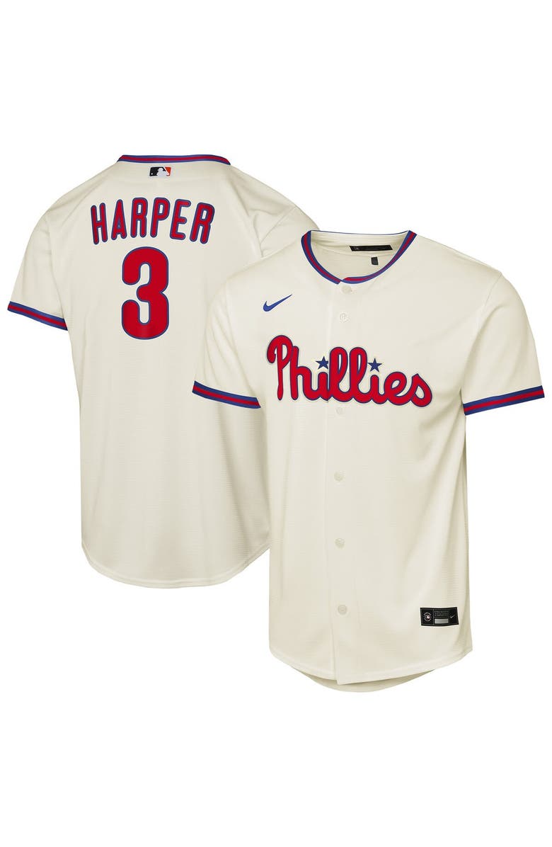 Nike Youth Nike Bryce Harper Cream Philadelphia Phillies Alternate 2 Replica Jersey, Main, color, Cream