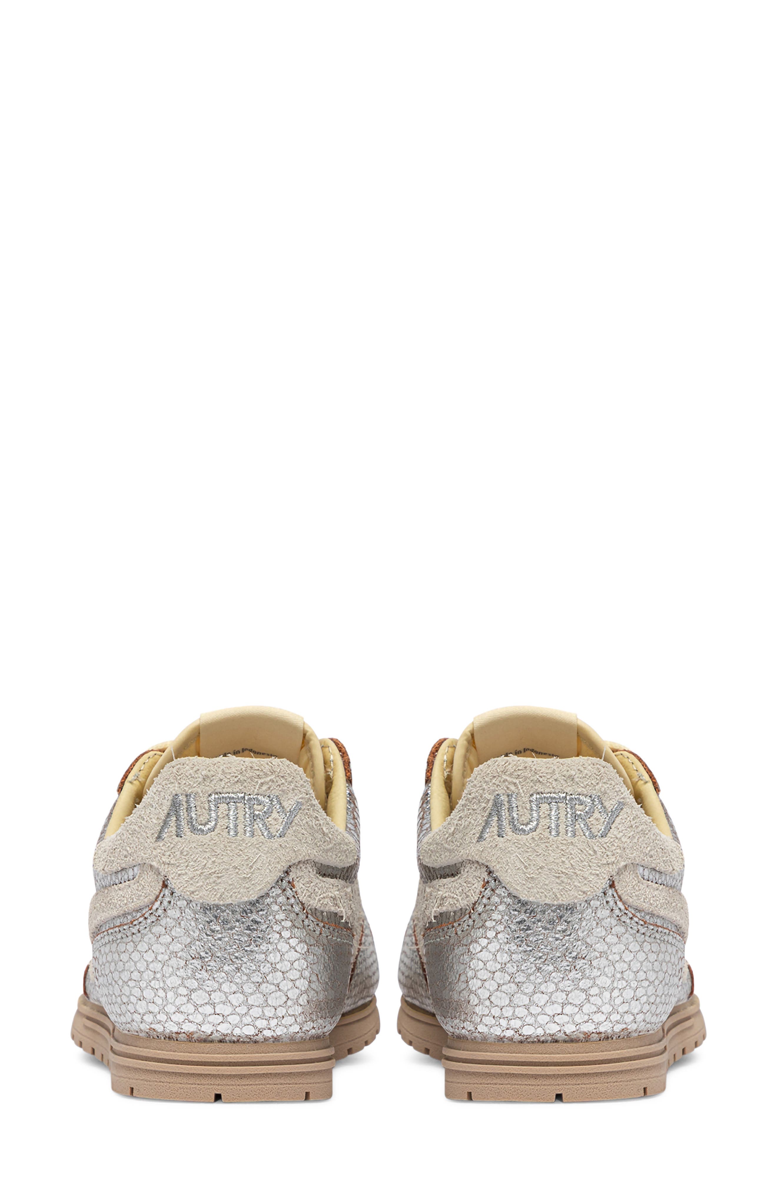 Windspin Low Leather Sneaker, Alternate, color, SNAKE PRINT/ SILVER