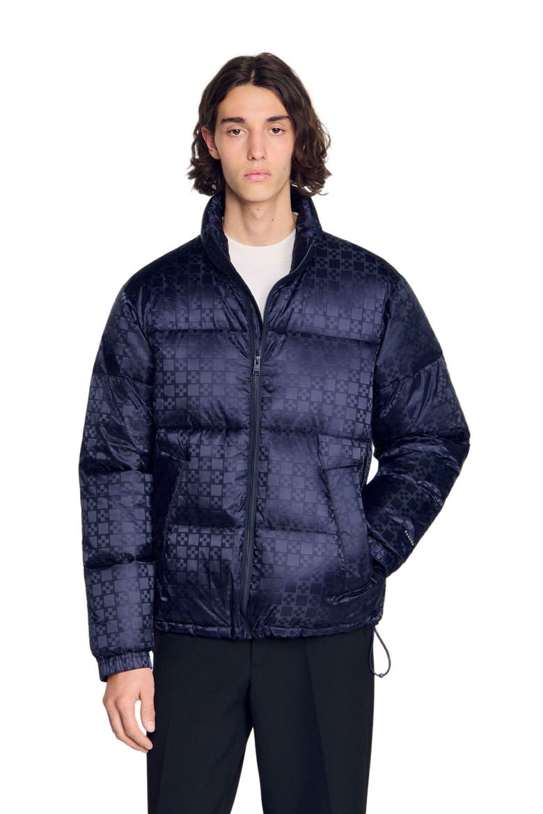 Water-repellent cross-motif puffer, Main, color, Midnight blue
