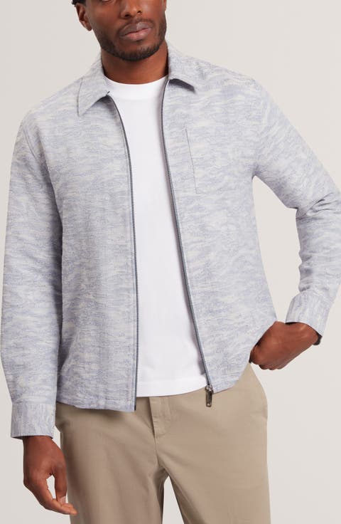 Lerreto Jacquard Denim Zip Overshirt