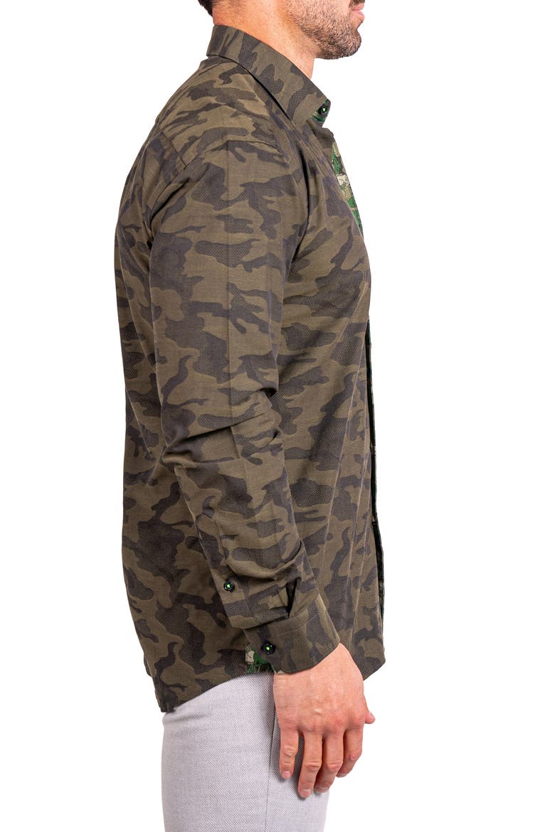 Fibonacci Ascension Contemporary Fit Button-Up Shirt, Alternate, color, GREEN