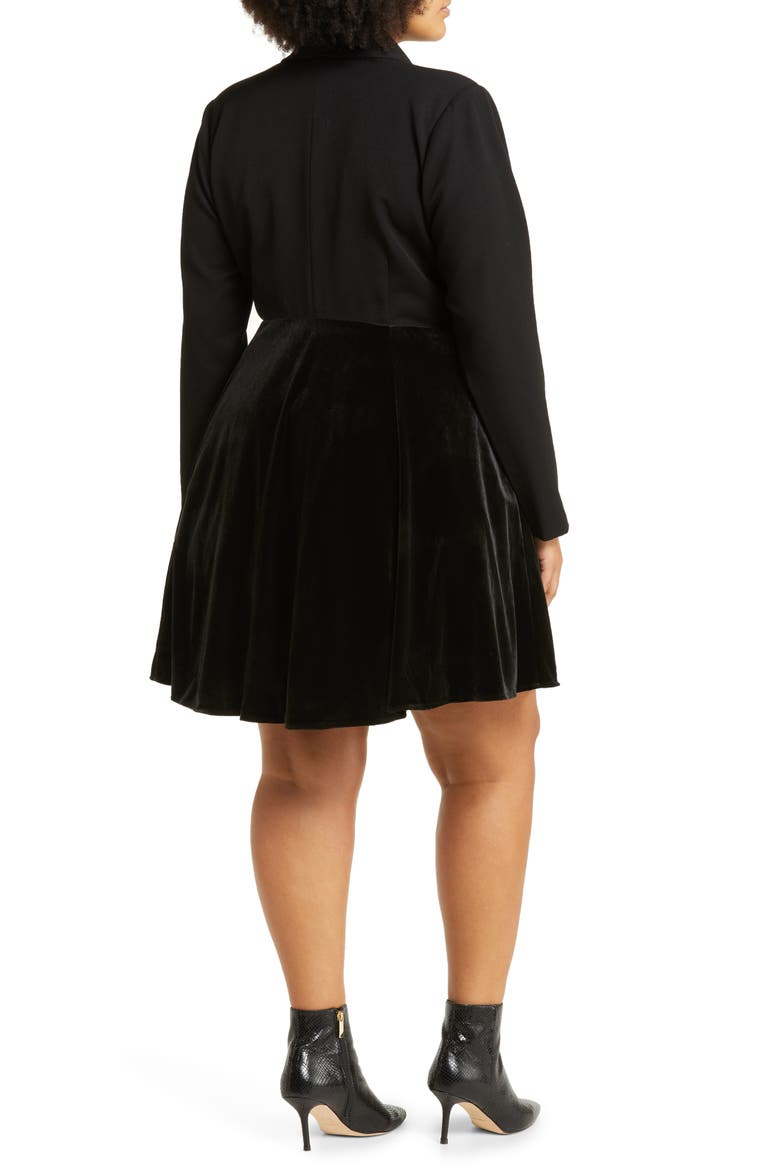 Laura Velvet Contrast Long Sleeve Blazer Dress, Alternate, color, 11H BLACK
