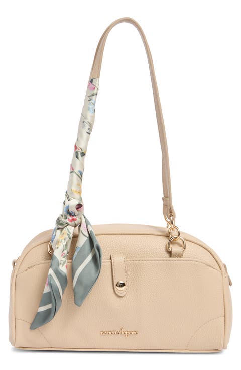 Soft Pebble Shoulder Bag with Scarf