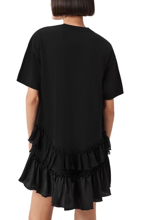 Allsaints Feyre Ruffle Tiered Cotton T-shirt Minidress In Black