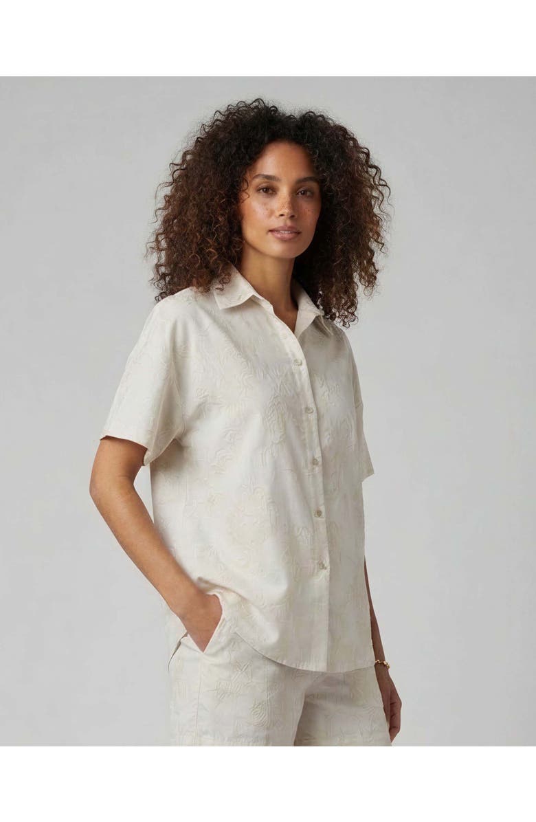 Lords of Harlech Paisley Explosion Womens Linen Printed Shirt, Alternate, color, Paisley Explosion Ivory