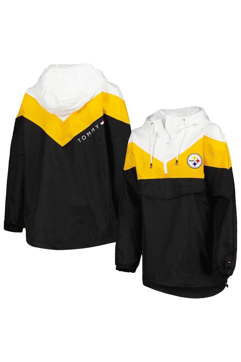 Women's Tommy Hilfiger White/Gold Pittsburgh Steelers Staci Half-Zip Hoodie Windbreaker Jacket, Main, color, White