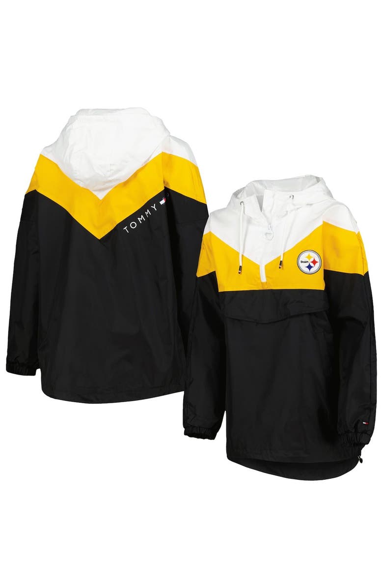 Tommy Hilfiger Women's Tommy Hilfiger White/Gold Pittsburgh Steelers Staci Half-Zip Hoodie Windbreaker Jacket, Main, color, White