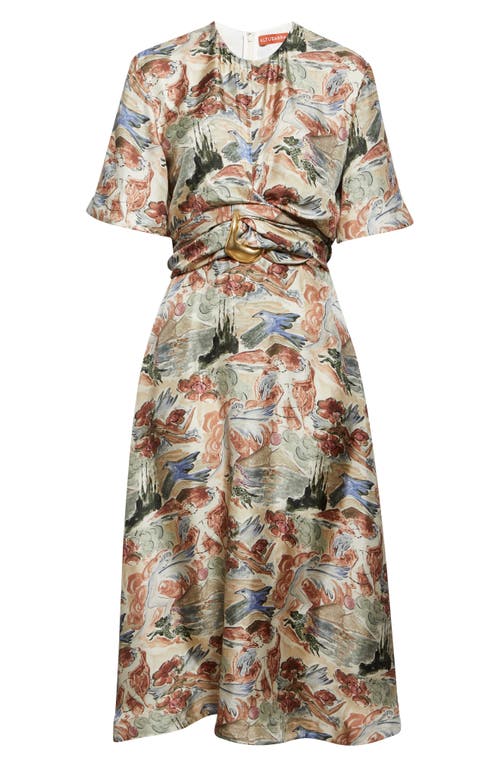 Altuzarra Honey Tie Waist Silk Dress In Fawn Mythical All Over