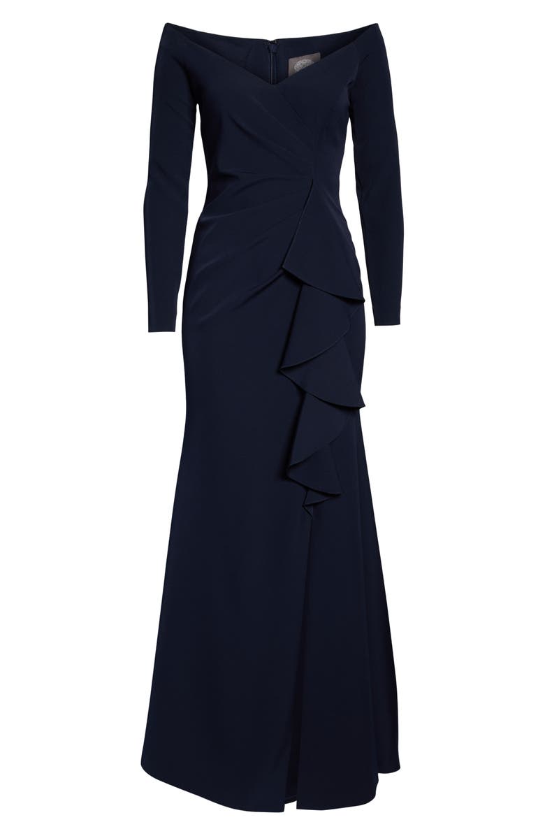 Vince Camuto Off the Shoulder Long Sleeve Evening Gown, Alternate, color,