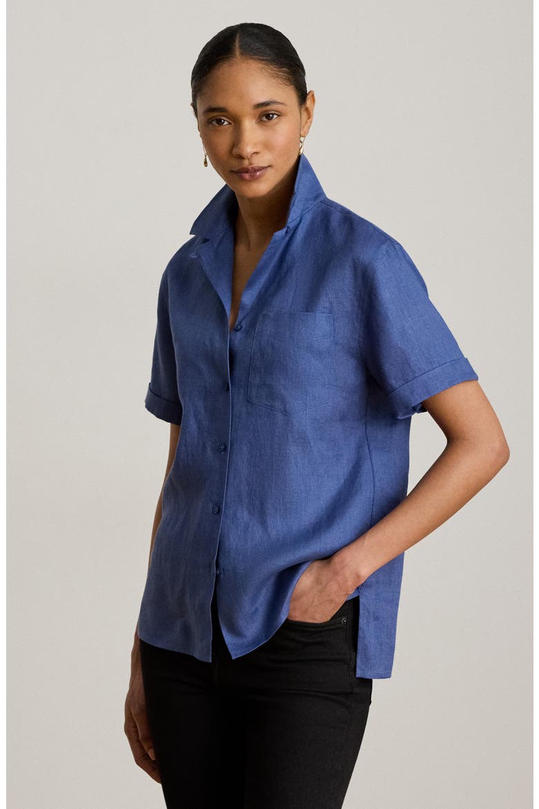 Tissue Linen Button-Up Camp Shirt (Women) | Nordstrom