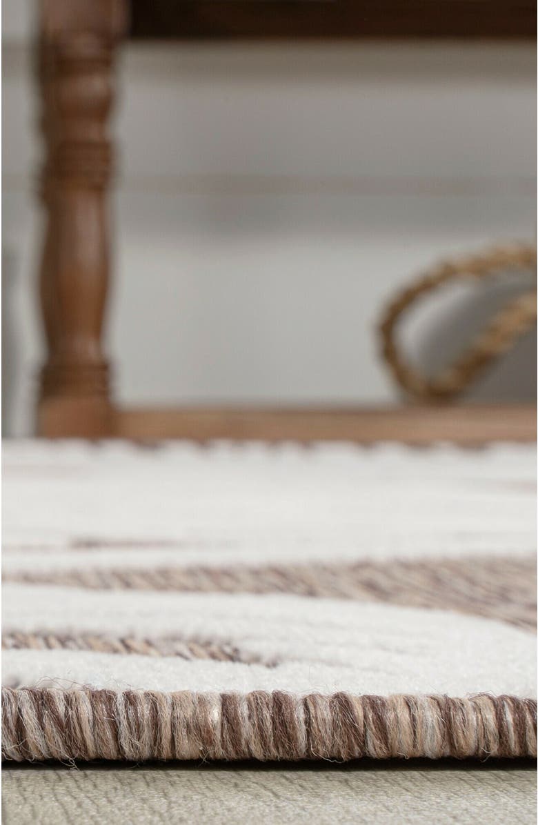 JONATHAN Y Tobago High-Low Two-Tone Monstera Leaf Indoor/Outdoor Area Rug, Alternate, color, Brown/Ivory