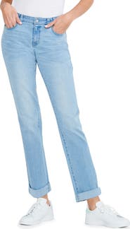 NIC+ZOE Cuffed High Waist Straight Leg Girlfriend Jeans